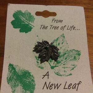 Tree of Life A New Leaf Maple Leaf Hope Lapel Pin Brooch Tie Tack Cathedral Art